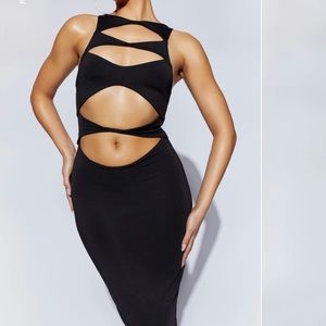 Black Meshki CHLOE cut out midi dress size Large